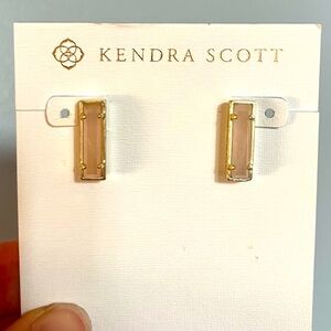 Kendra Scott Lady Stud Earrings Silver Plated Rose Stone
